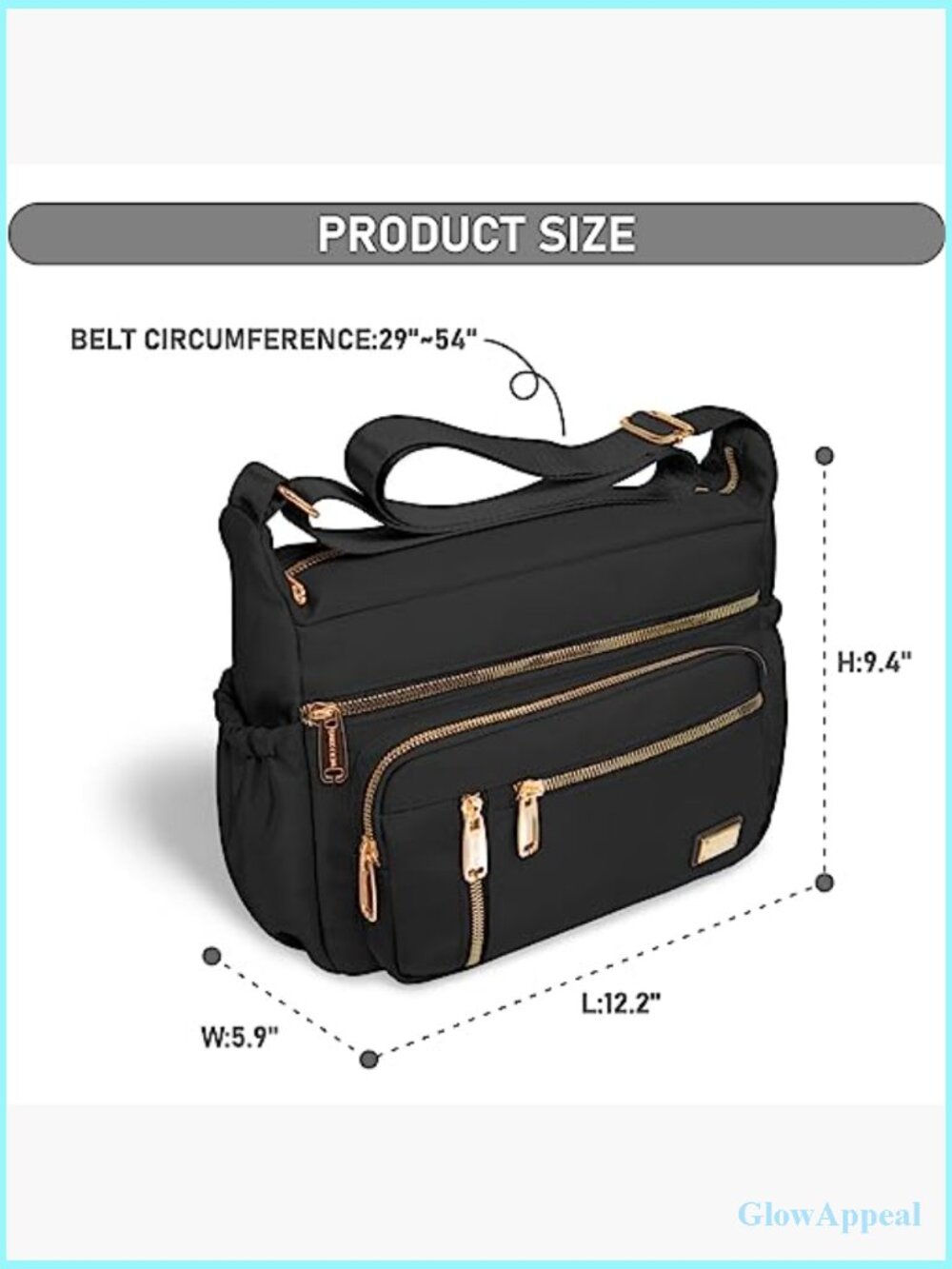 Crossbody Bag with Multiple Pockets, Water Resistant Polyester, Travel Purse - Picture 4 of 7